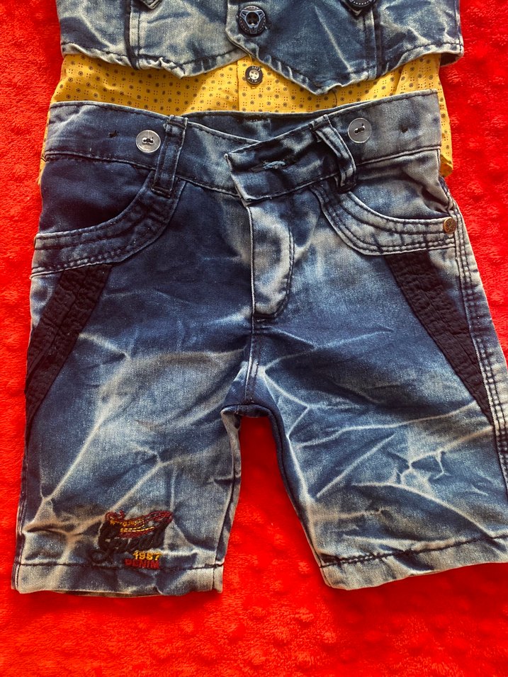 Renkli Desenli Erkek Bebek Kot Üçlü Takım - Görsel 3