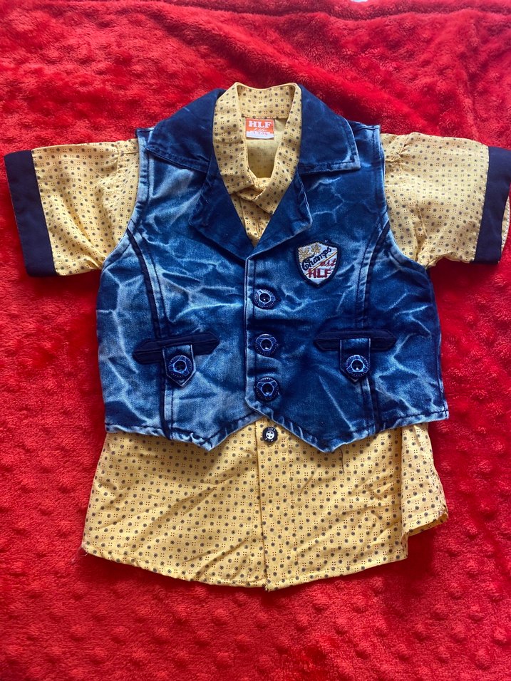 Renkli Desenli Erkek Bebek Kot Üçlü Takım - Görsel 2