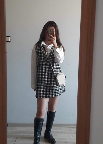 V Yaka Gri Ekose Triko Süveter - Görsel 2