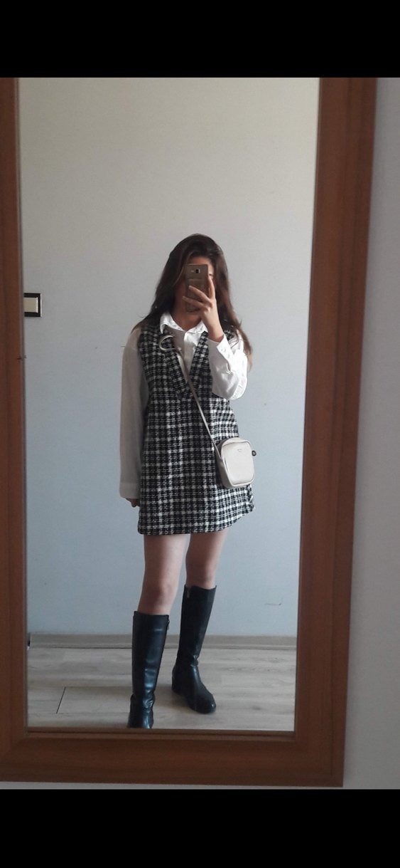 V Yaka Gri Ekose Triko Süveter - Görsel 2