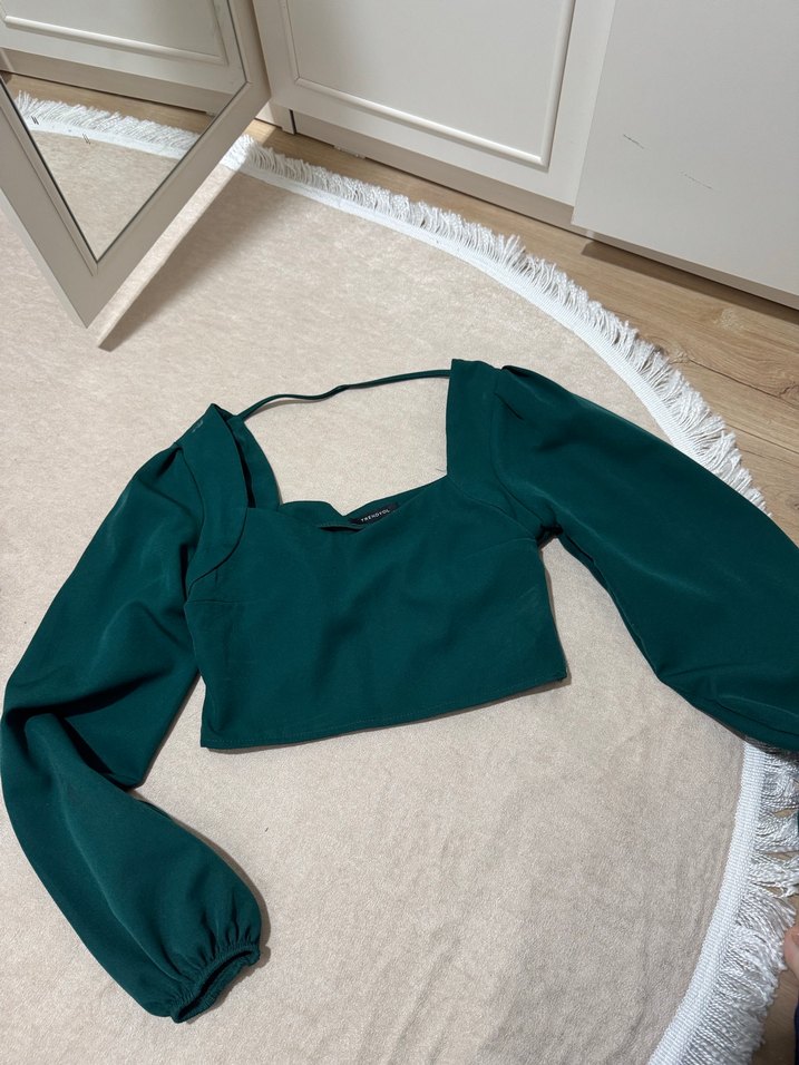 Yeşil Uzun Kollu Kadın Bluz - Görsel 2