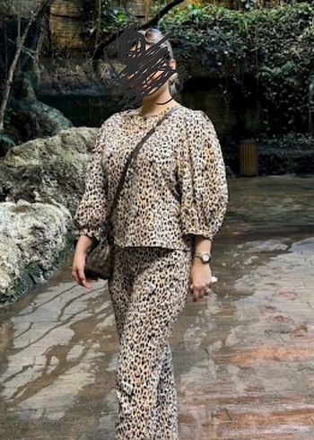 Leopar Desenli Kemerli Kadın Bluz - Görsel 2