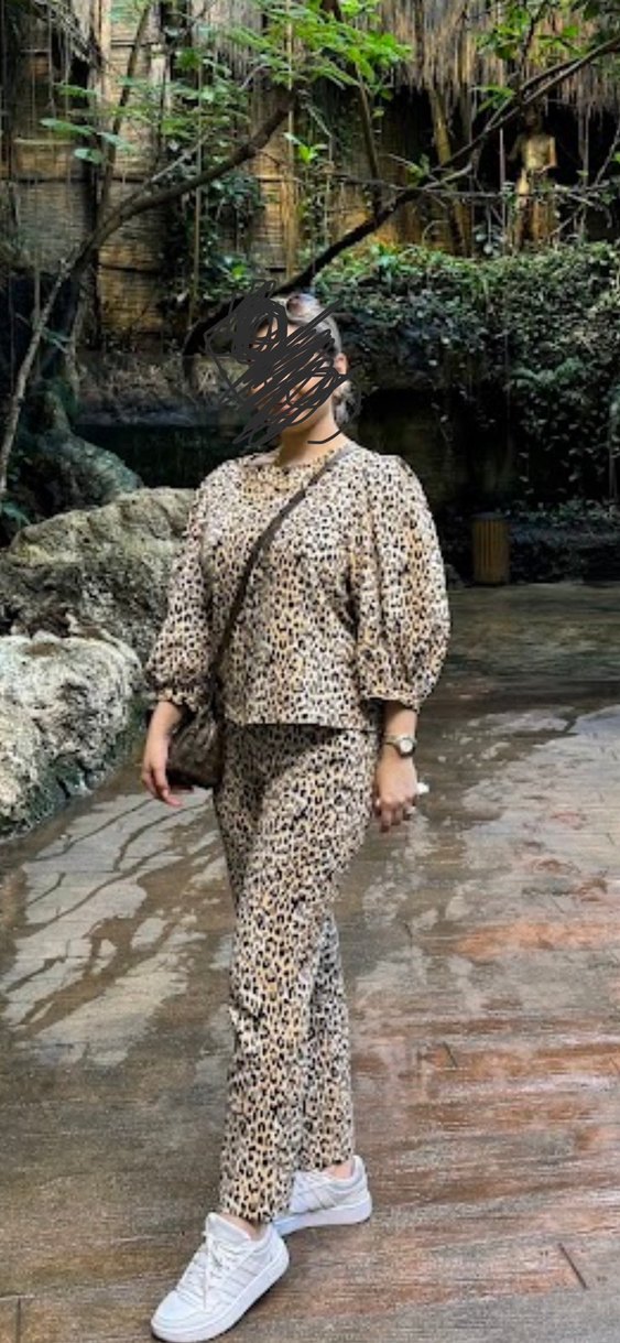 Leopar Desenli Kemerli Kadın Bluz - Görsel 2