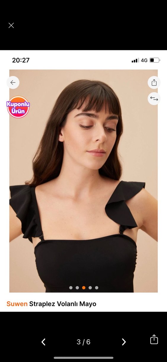 Kadın Siyah Askılı Mayo - Görsel 3