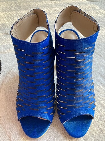 36 Beden mavi Renk Saks Mavisi Kalın Topuklu Sandalet
