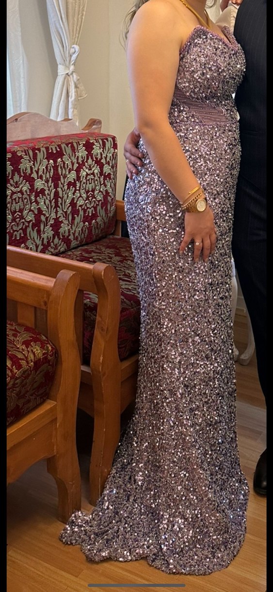 Lila Uzun Abiye Elbise - Görsel 2