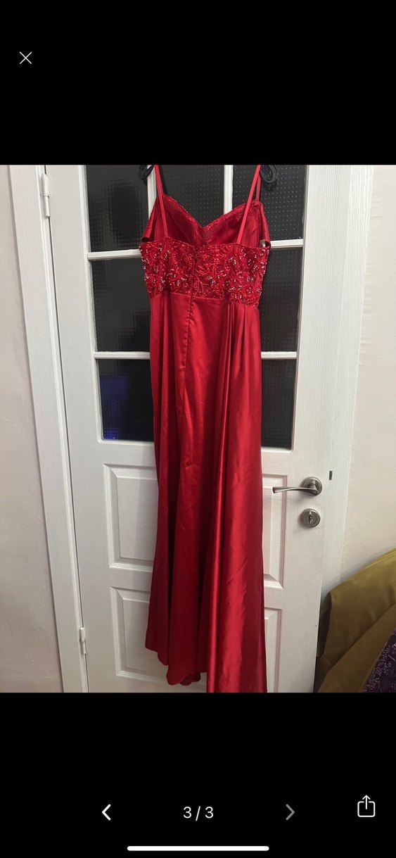 Kırmızı  Uzun Abiye Elbise - Görsel 3