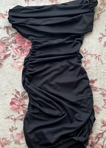 Siyah Drapeli Mini Goth Elbise - Görsel 3