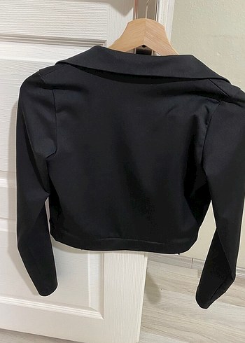 Siyah Mini Fermuarlı Kadın hırka - Görsel 2