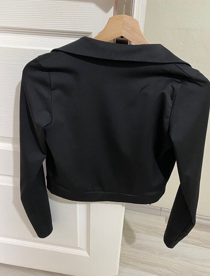 Siyah Mini Fermuarlı Kadın hırka - Görsel 2