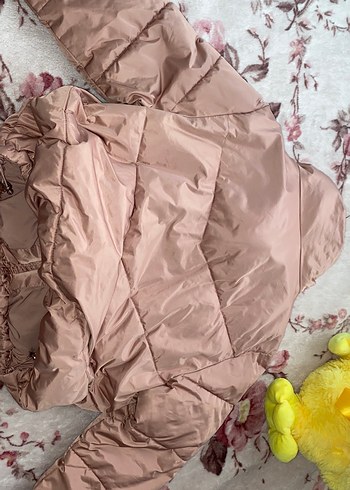 Pembe Kadın Kışlık Mont, Kürklü, Midi Boy - Görsel 3