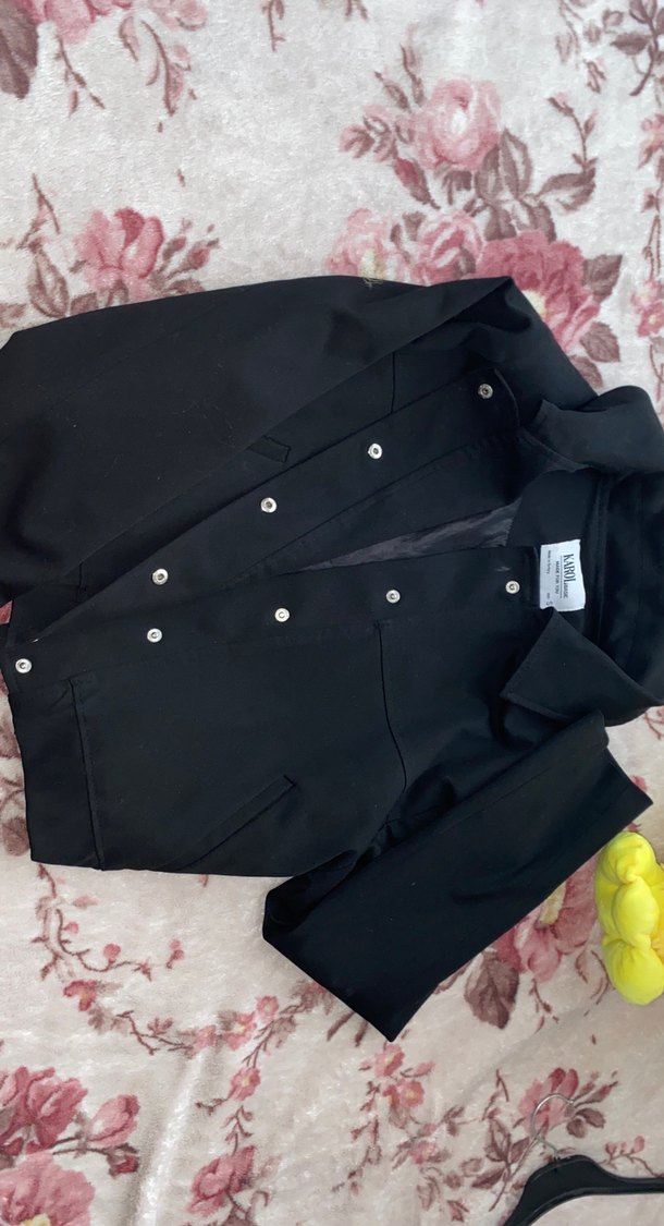 Düğmeli Siyah Kadın Ceket - Görsel 2