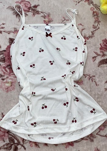 Nakışlı Kiraz Desenli Mini Kadın Pijama Takımı - Görsel 2