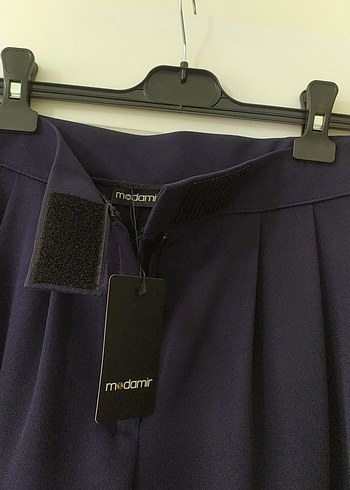 Kadın lacivert Pilili Midi Kumaş Pantolon - Görsel 3