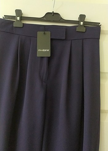 Kadın lacivert Pilili Midi Kumaş Pantolon - Görsel 2