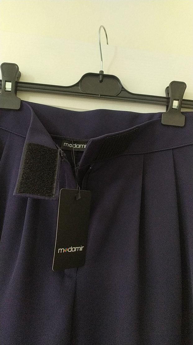 Kadın lacivert Pilili Midi Kumaş Pantolon - Görsel 3