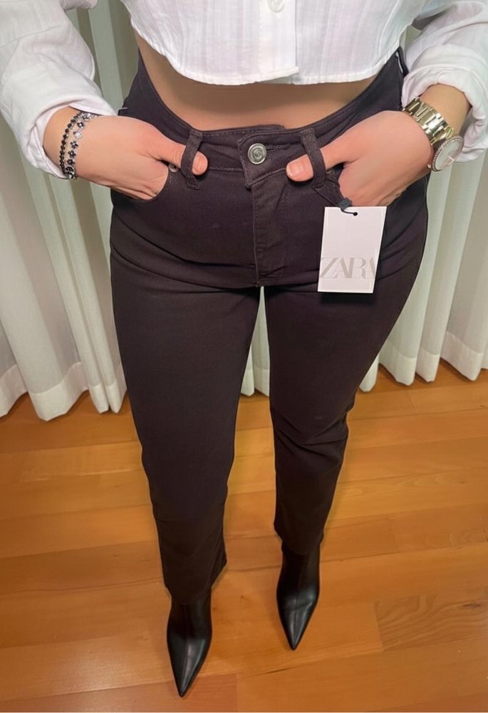 Kadın Kahverengi Midi Bol Paça Pantolon - Görsel 5