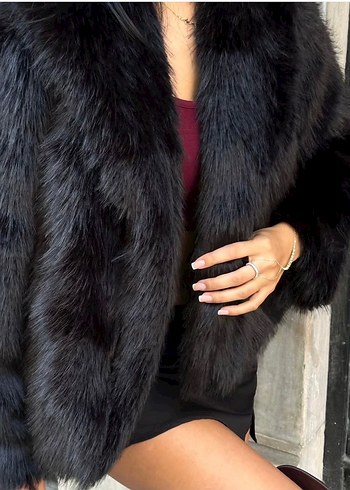 Siyah kürk ceket - Görsel 3