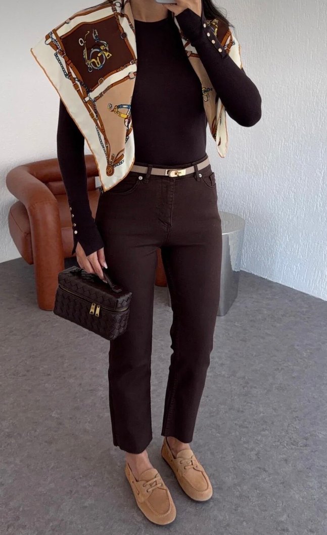 Kadın Kahverengi Midi Pantolon - Görsel 4