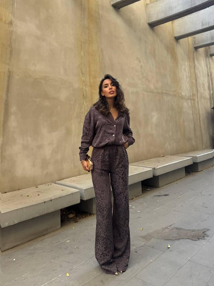 Kadın Kahverengi Uzun Kollu Salaş Takım - Görsel 2