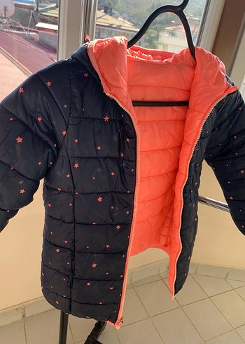 Kız Çocuk Pembe Kapitone Fermuarlı Çift Taraflı Mont - Görsel 4