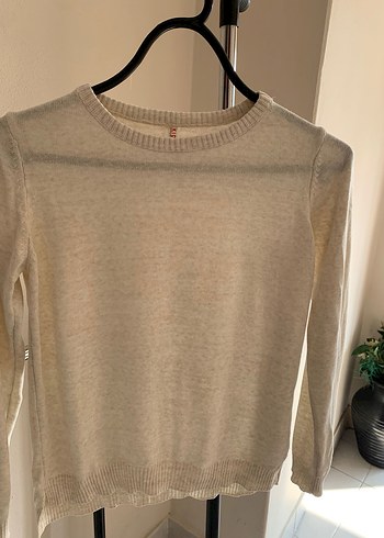 Kadın Gri Pamuklu Bisiklet Yaka Triko Kazak - Görsel 3