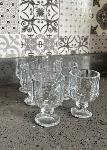 Ayaklı Desenli Cam Bardak Seti - Görsel 3