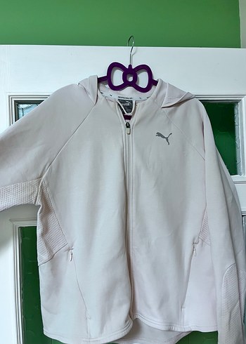 Beyaz Kapüşonlu Fermuarlı Midi Sweatshirt