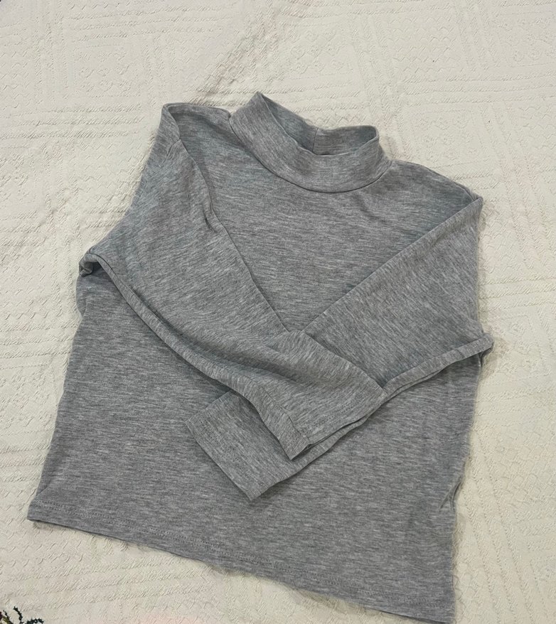 Çocuk Gri Yüksek Yakalı Uzun Kollu body - Görsel 2