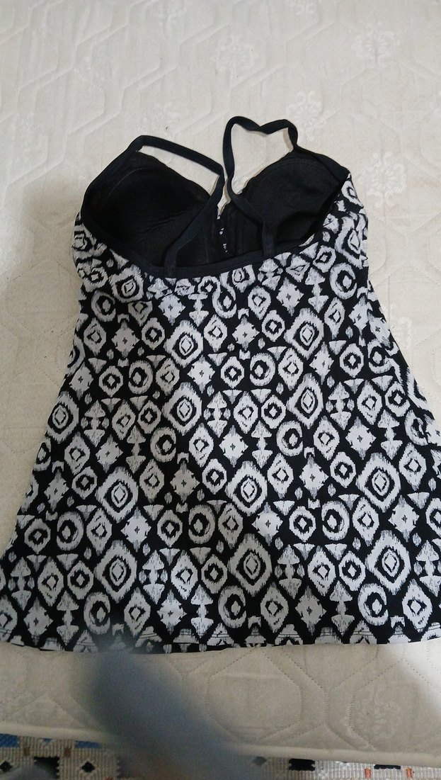 Siyah Beyaz Desenli Bohem Kadın Mayo - Görsel 2