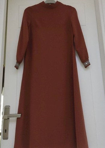 Zara Bordo Uzun Basic Salaş Elbise