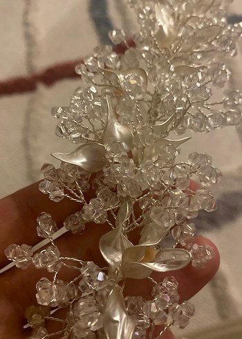 Beden beyaz Renk Beyaz Boncuklu Bohem Kadın Saç Aksesuarı