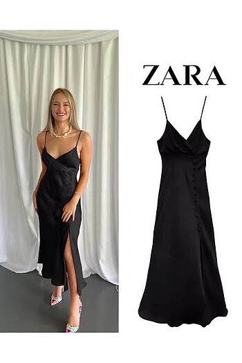 Zara saten elbise
