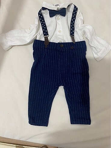 Erkek bebek papyonlu pantolonu askılı (4parça) şık takım - Görsel 9