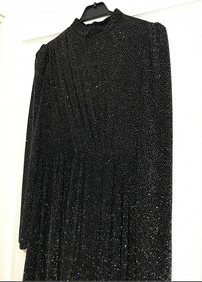 Siyah Tesettür Abiye (Pırıltılı) - Görsel 4