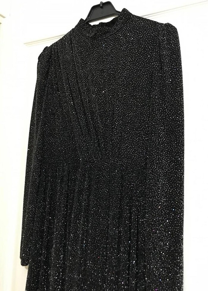 Siyah Tesettür Abiye (Pırıltılı) - Görsel 3