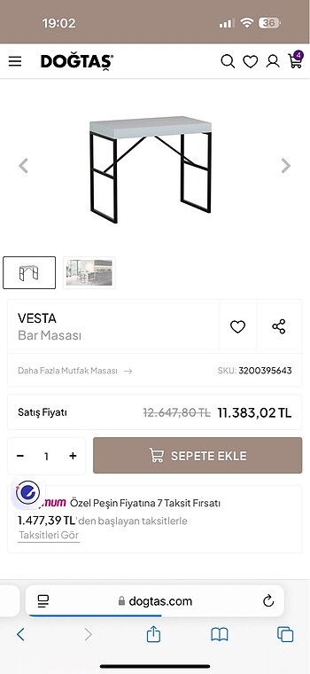 Doğtaş bar masası & 2 adet tabure