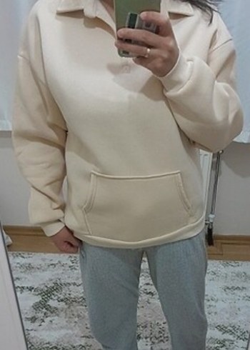 Bej Kadın Salaş Sweatshirt