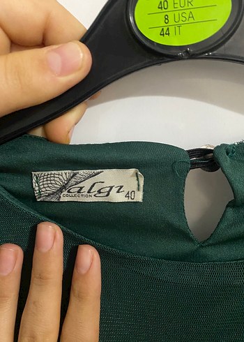 Yeşil Uzun Kollu Pilili Uzun Elbise - Görsel 3