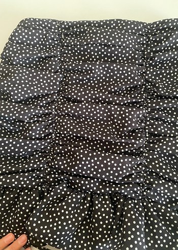 Puantiye Desenli Fırfırlı Mini Etek - Görsel 2