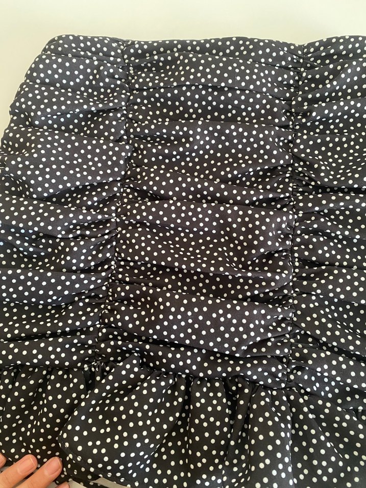 Puantiye Desenli Fırfırlı Mini Etek - Görsel 2