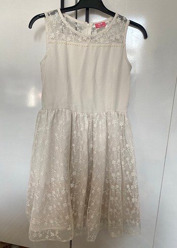 Beyaz Mini Dantel Detaylı elbise - Görsel 2