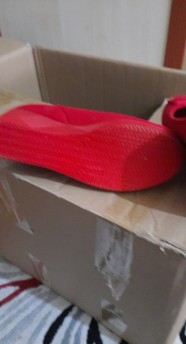 kırmızı keten dolgu topuk ayakkabı 37 - Görsel 5