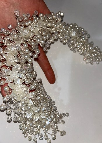 Boncuklu Beyaz Cam Saç Aksesuarı - Görsel 2