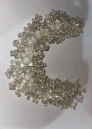 Boncuklu Beyaz Cam Saç Aksesuarı - Görsel 3