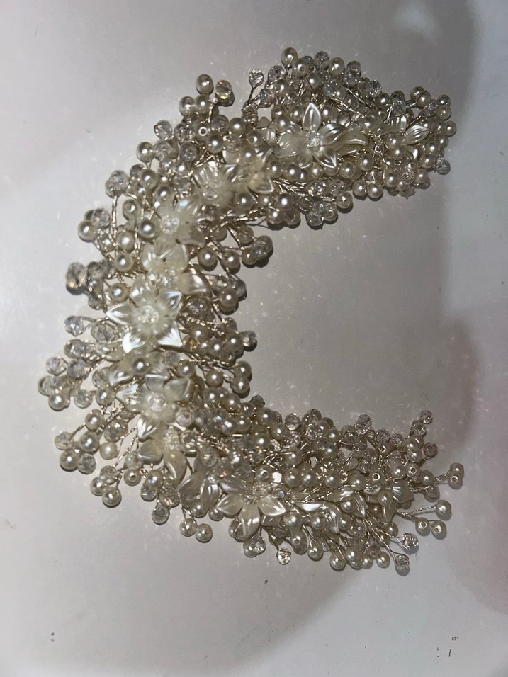 Boncuklu Beyaz Cam Saç Aksesuarı - Görsel 3