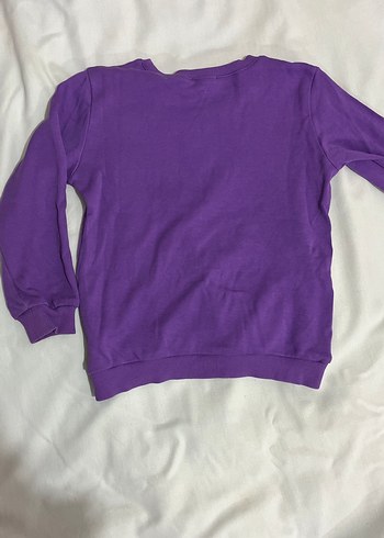 Mor, Baskılı Uzun Kollu Kız Sweatshirt - Görsel 3