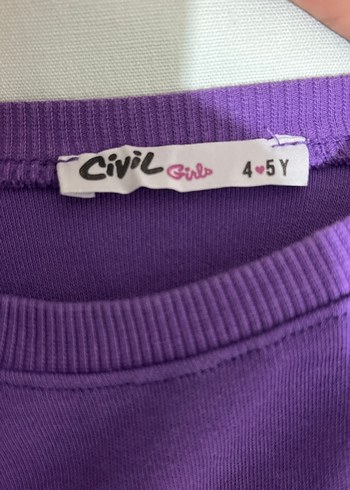 Mor, Baskılı Uzun Kollu Kız Sweatshirt - Görsel 2