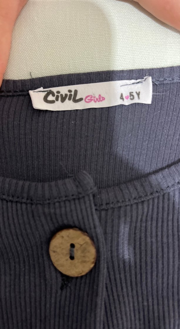 Kız Çocuk Gri Düğmeli Yazlık Ceket - Görsel 2