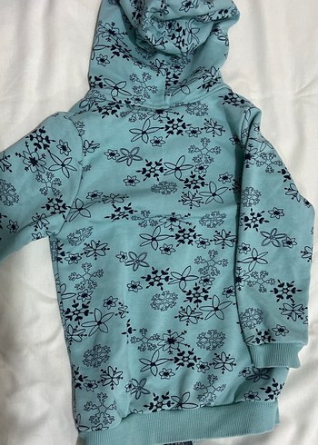 Kız Çocuk Kapüşonlu Fermuarlı Mavi Ceket - Görsel 3